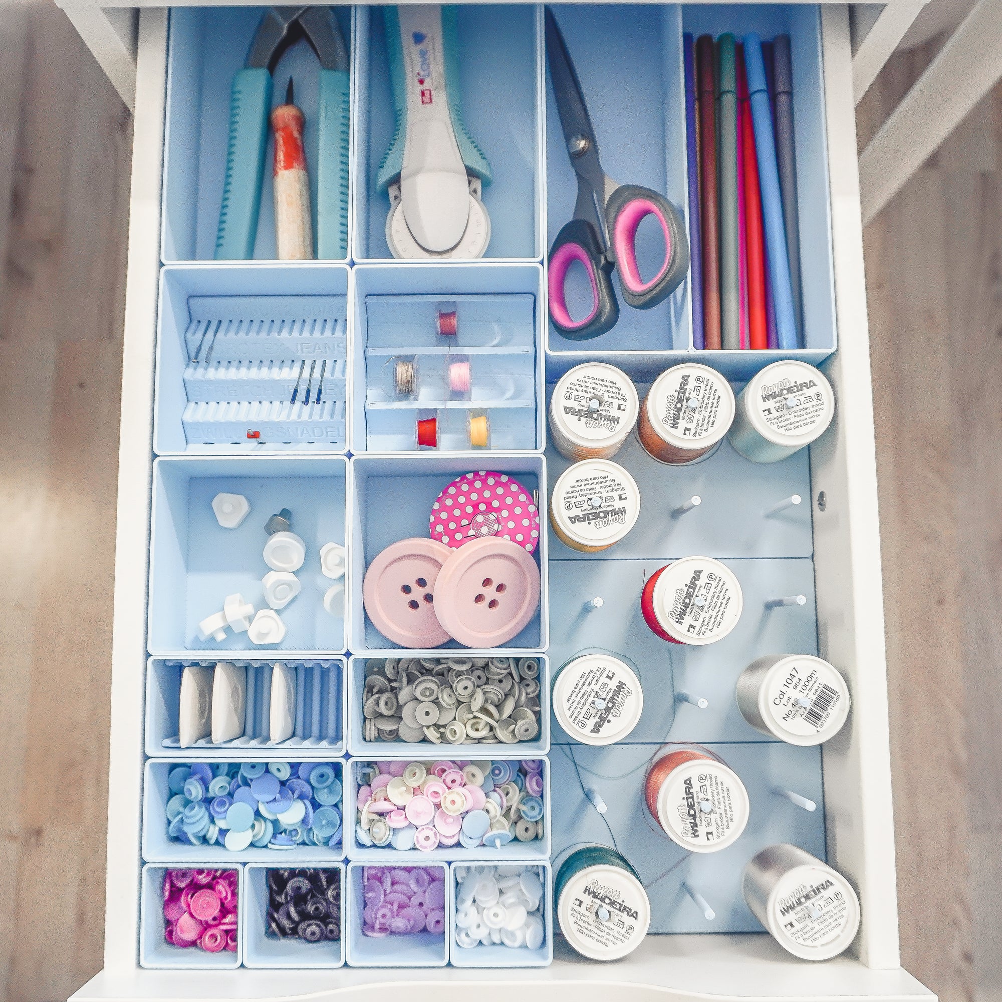 Set L Blau – Schubladen-Organizer für Ikea Alex