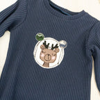 Shirt Waffeljersey Dunkelblau - mit Stickerei Gr. 98