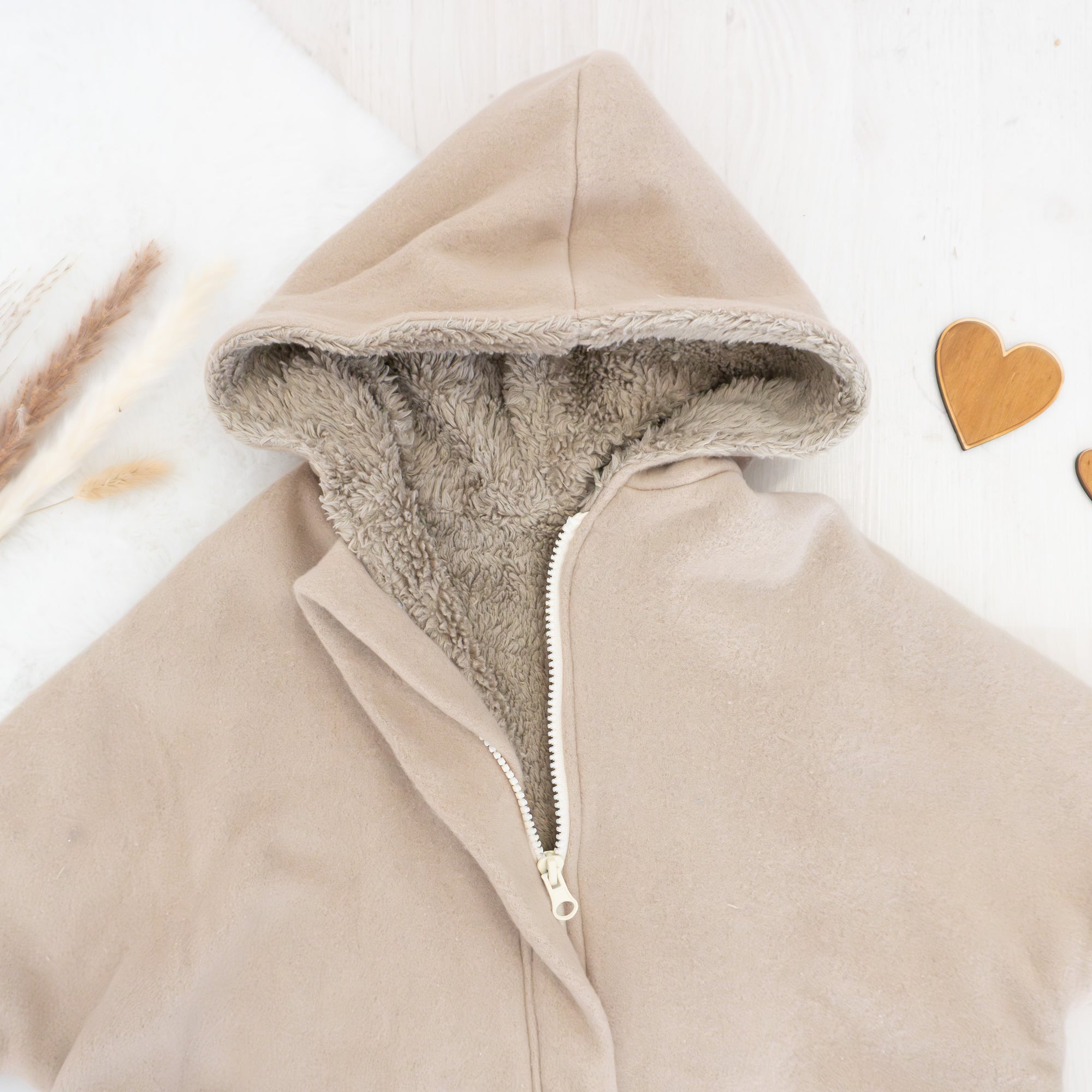 Fleeceponcho Jacke - aus Baumwolle