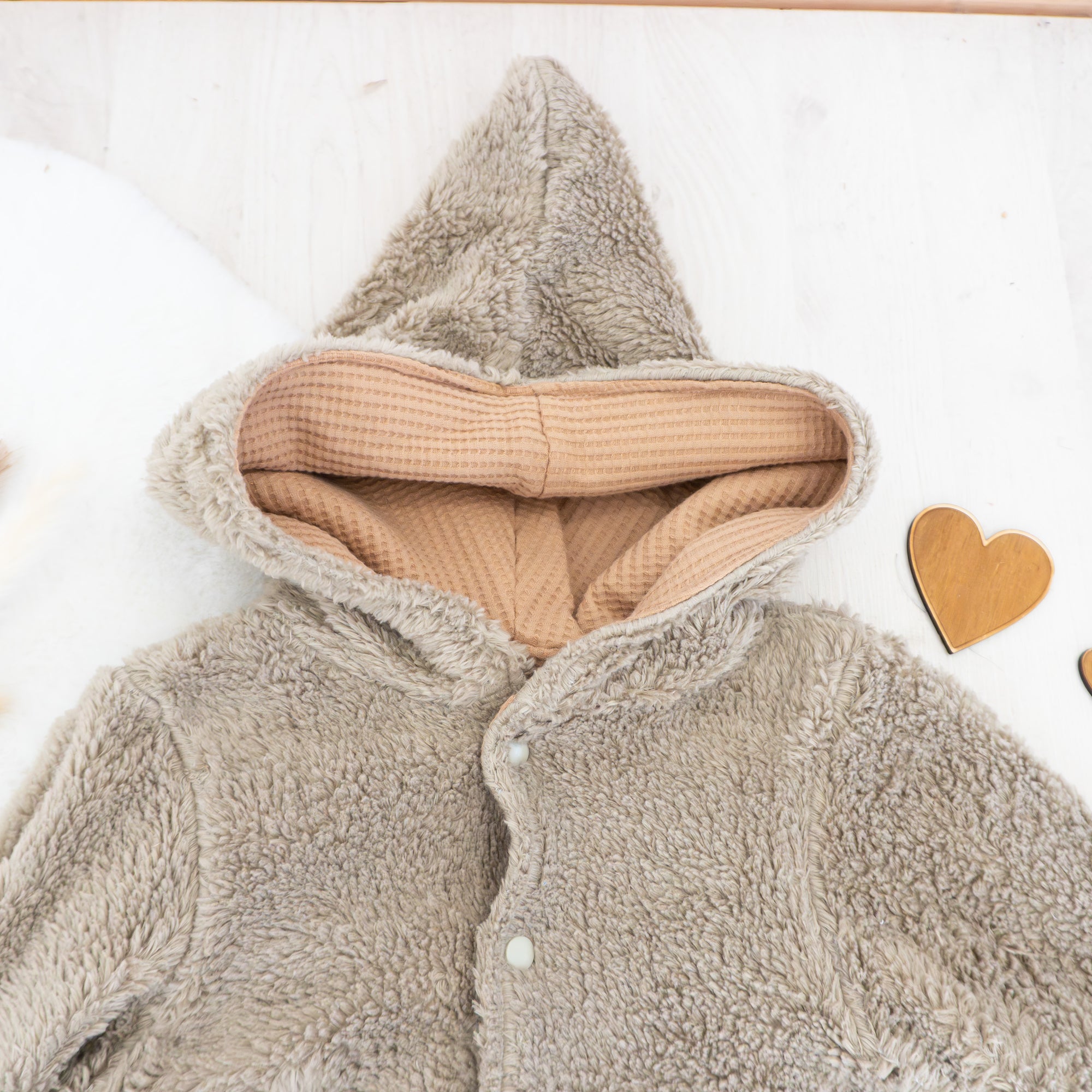 Teddyjacke Beige - wendbare Kinderjacke - Gr. 116