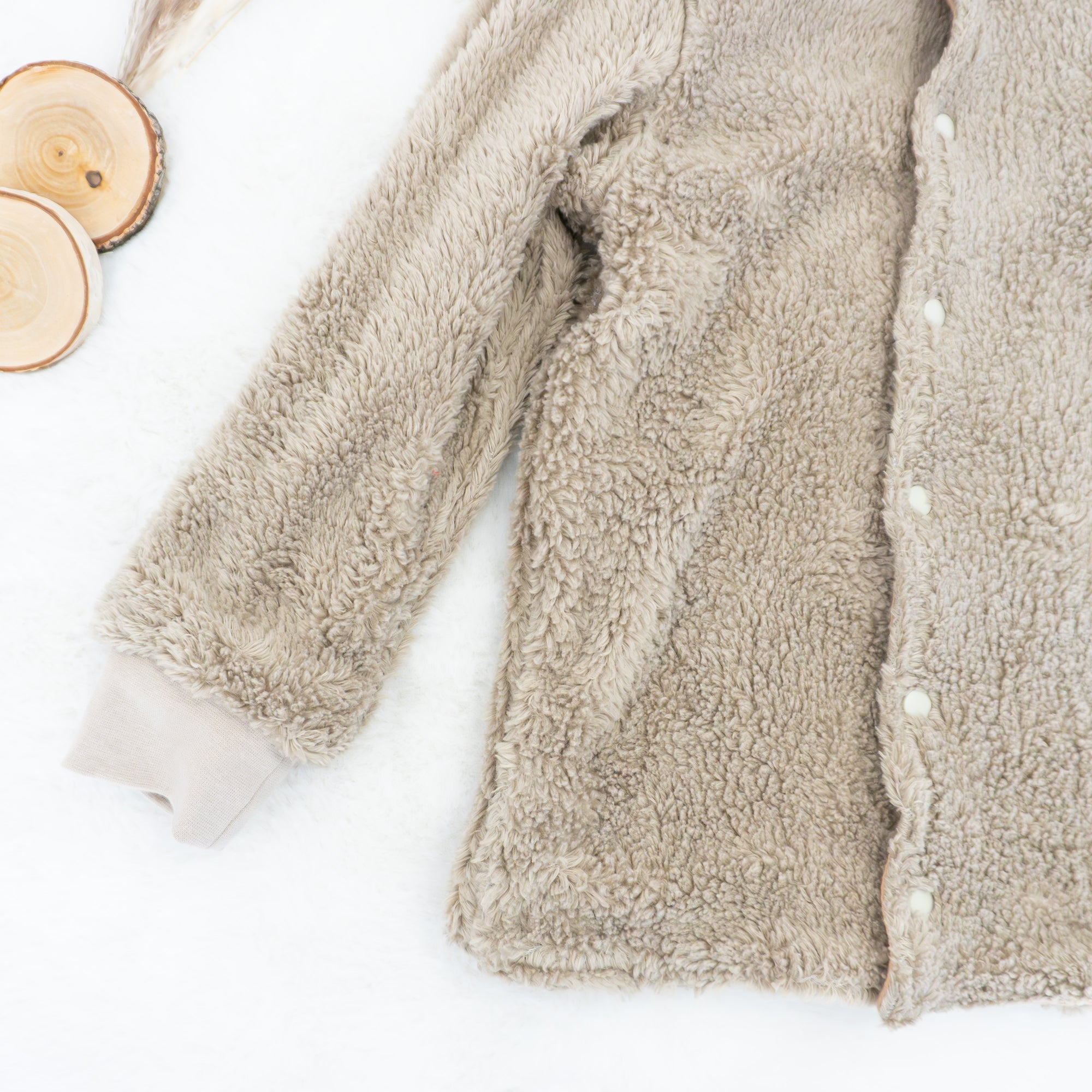 Teddyjacke Beige - wendbare Kinderjacke - Gr. 116