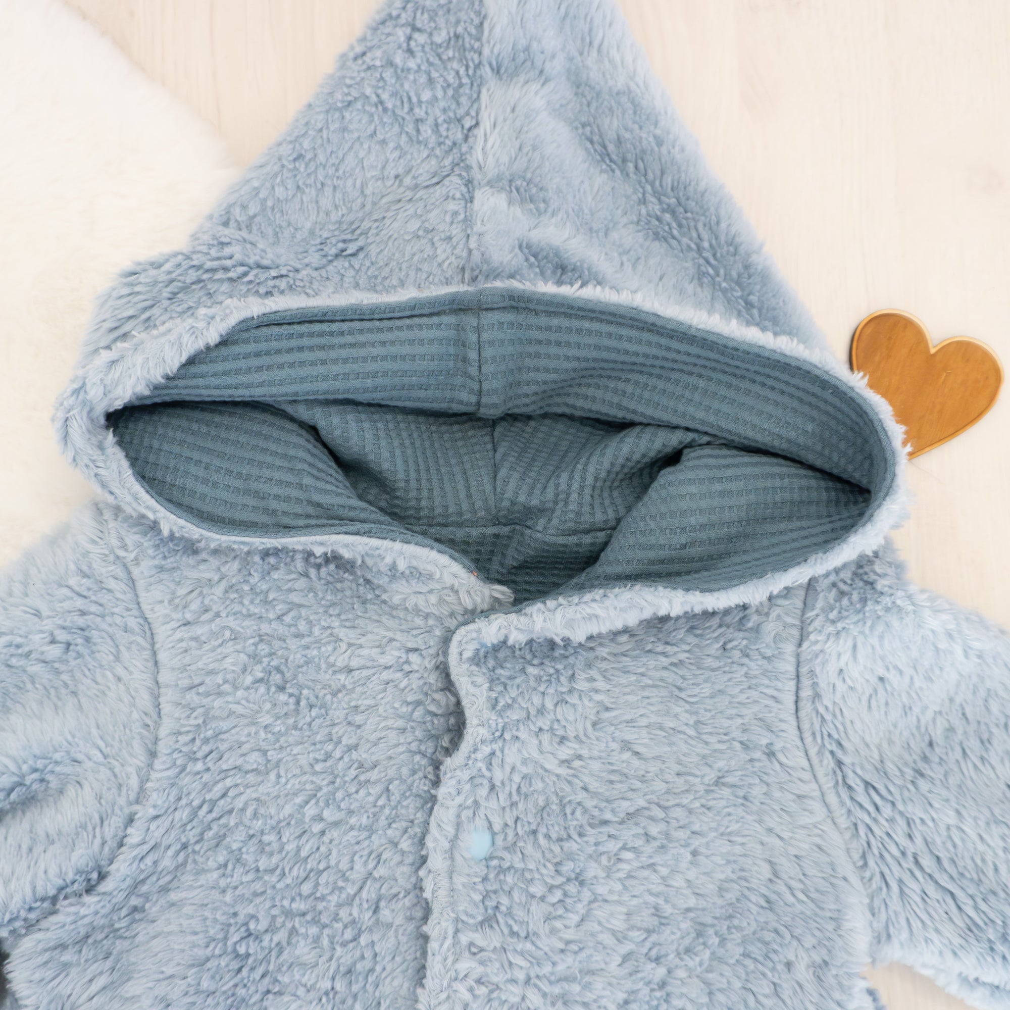 Teddyjacke Hellblau - wendbare Kinderjacke - Gr. 104