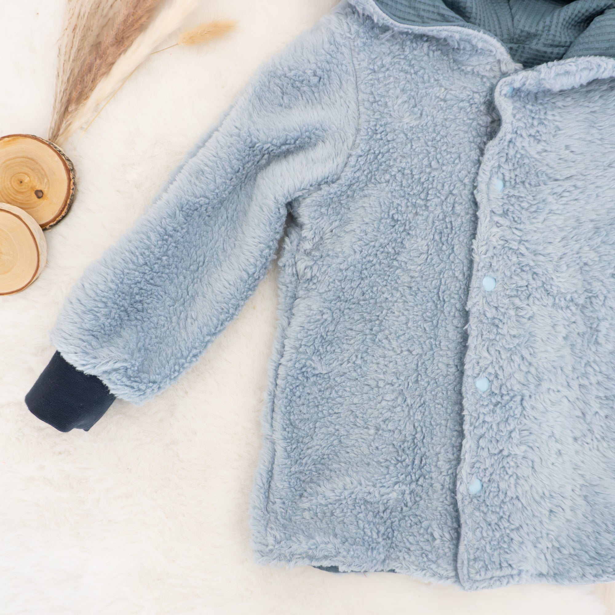 Teddyjacke Hellblau - wendbare Kinderjacke - Gr. 104