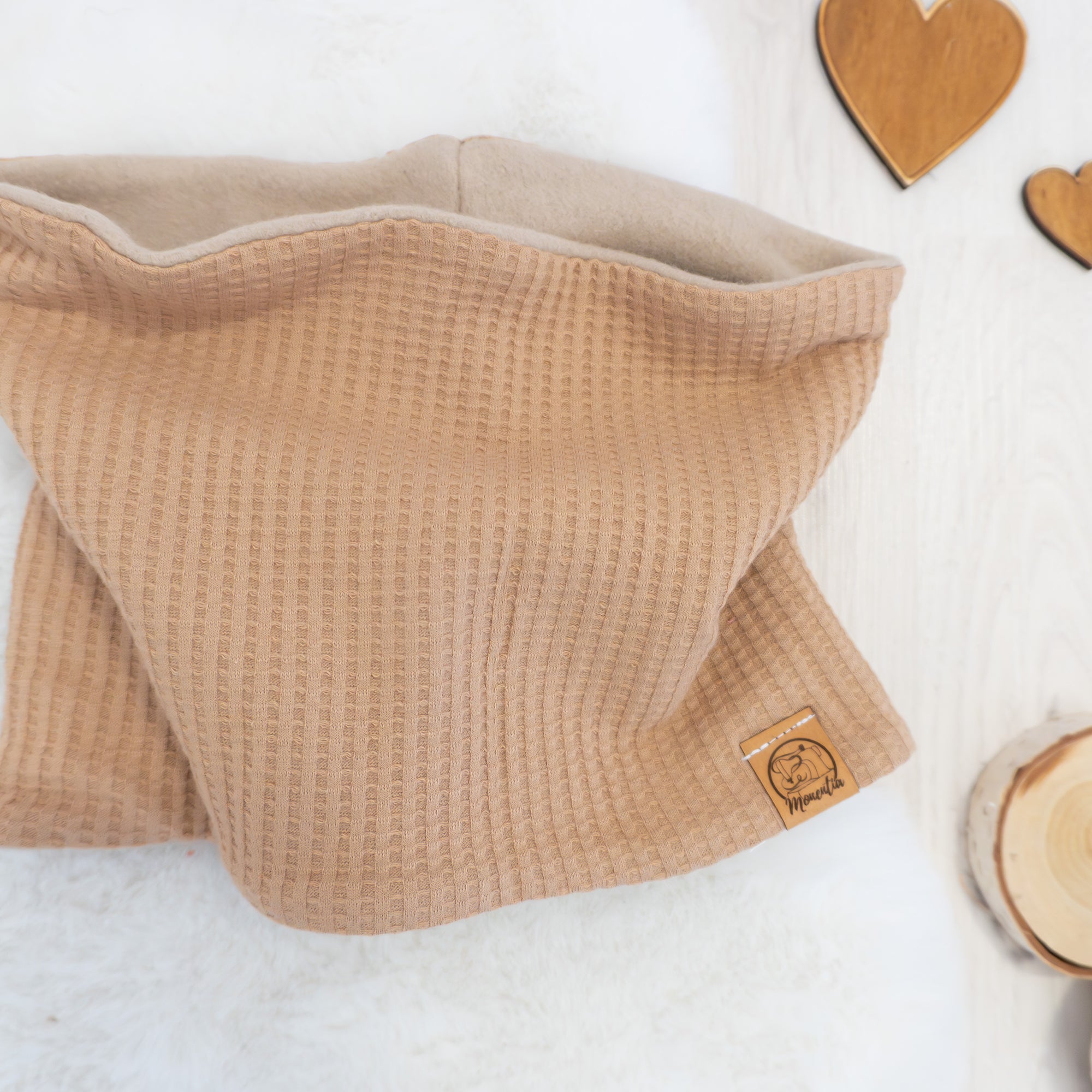 Loopschal Beige - mit Baumwoll-Fleece