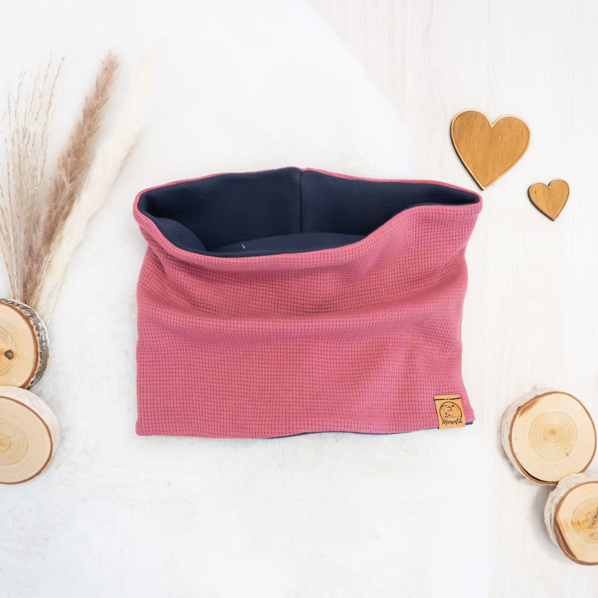 Loopschal Altrosa - mit Baumwoll-Fleece