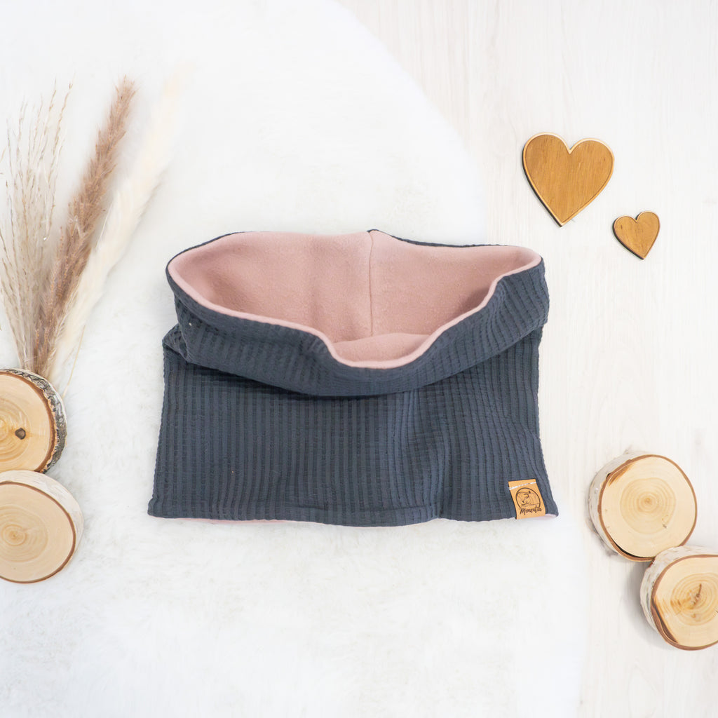 Loopschal Anthrazit - mit Baumwoll-Fleece