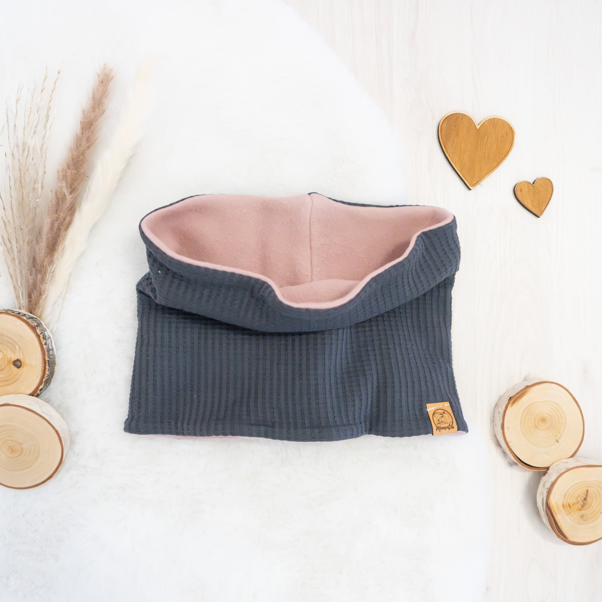 Loopschal Anthrazit - mit Baumwoll-Fleece