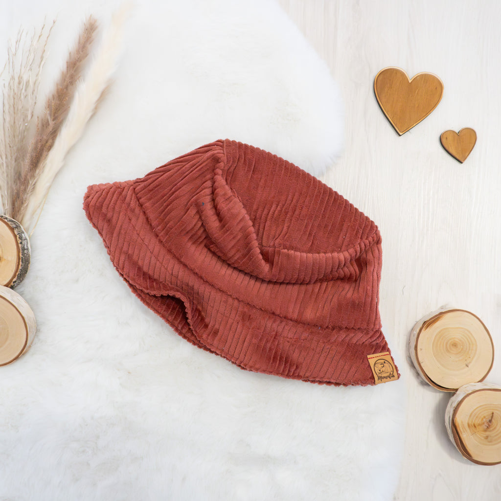 Fischermütze Warmes Rot - aus Baumwoll-Cord