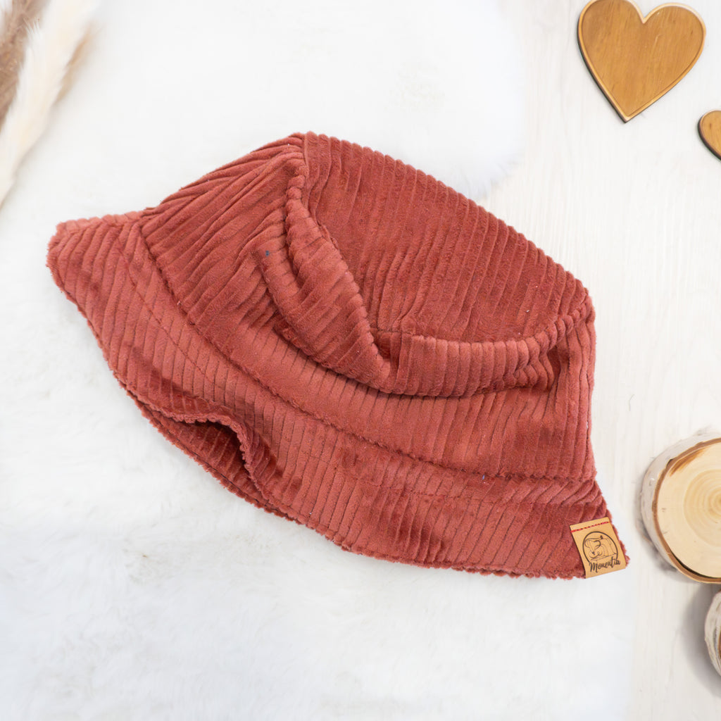 Fischermütze Warmes Rot - aus Baumwoll-Cord
