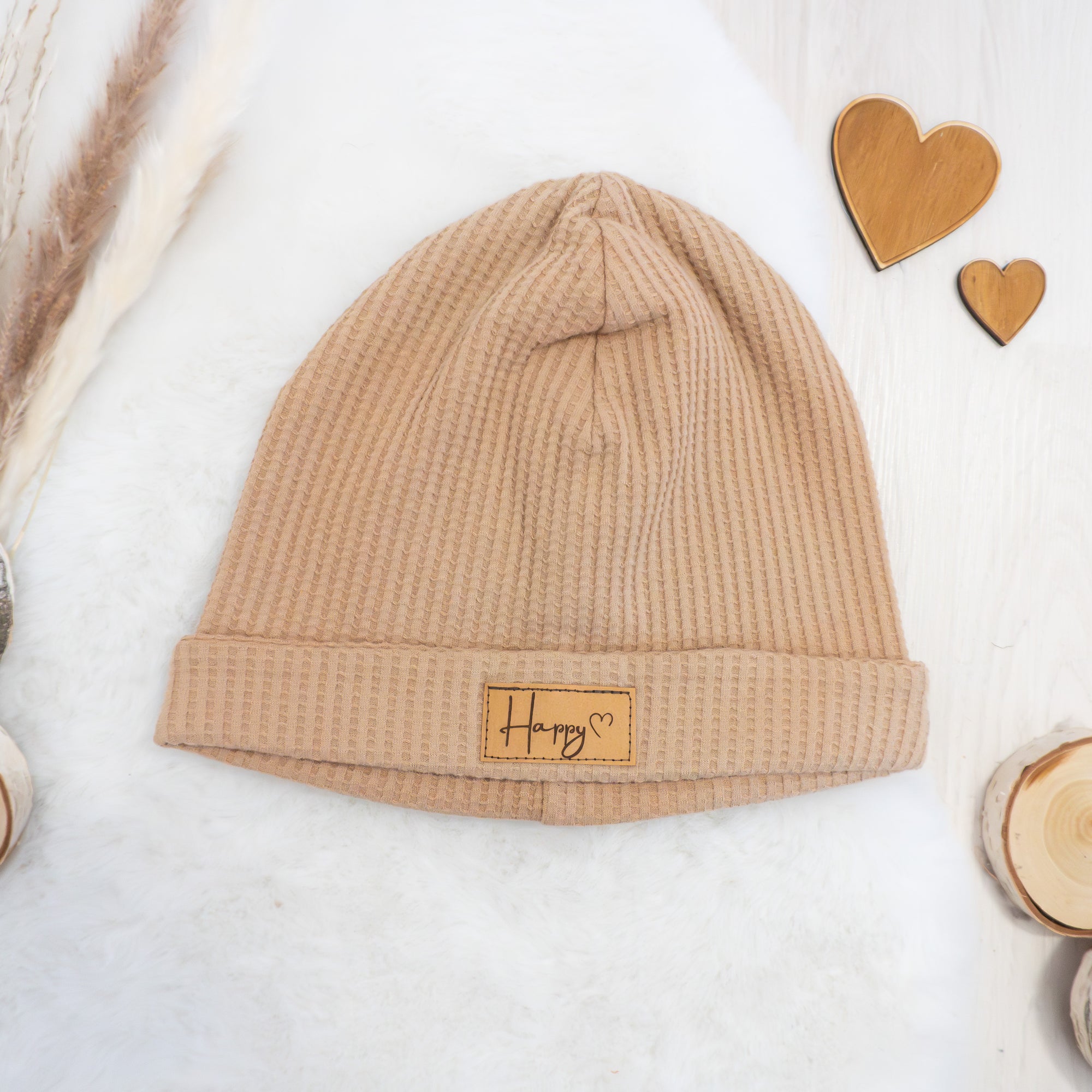 Beanie "Happy" - Beige - Gr. 52-55