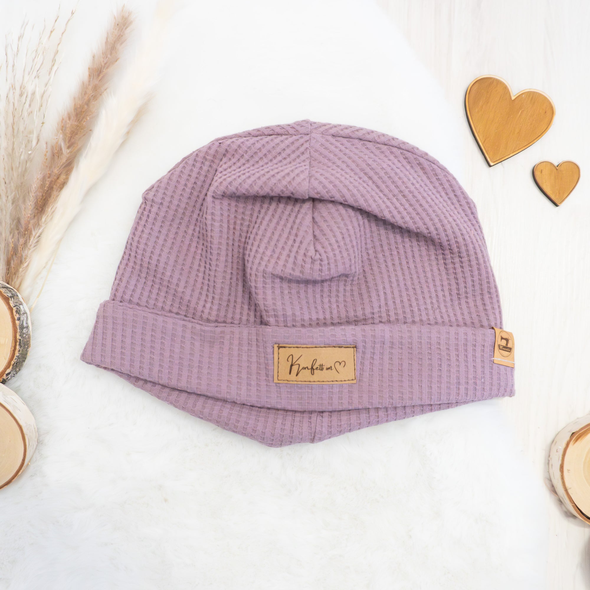 Beanie "Konfetti im Herz" - Flieder - Gr. 56-58