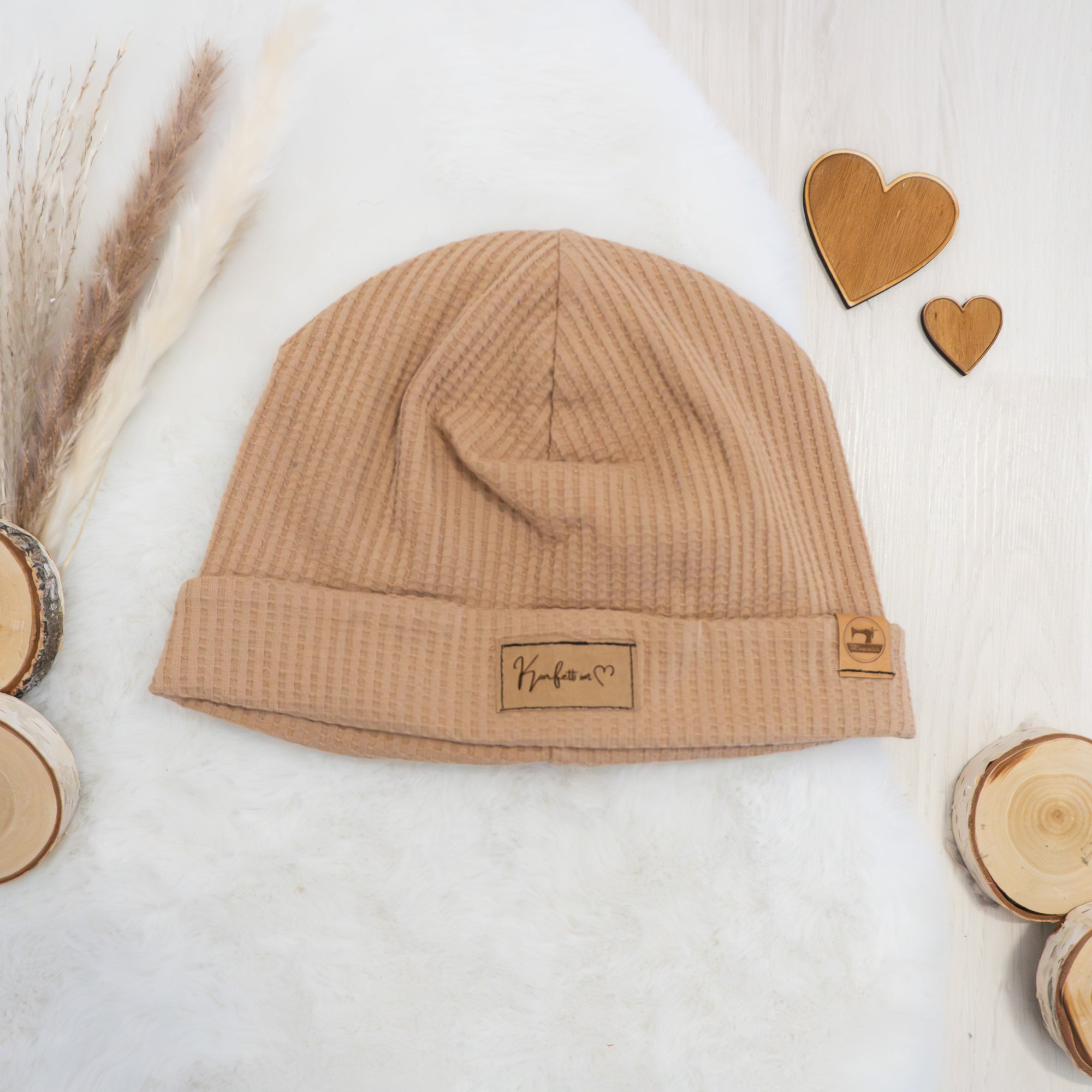 Beanie "Konfetti im Herz" - Beige - Gr. 56-58