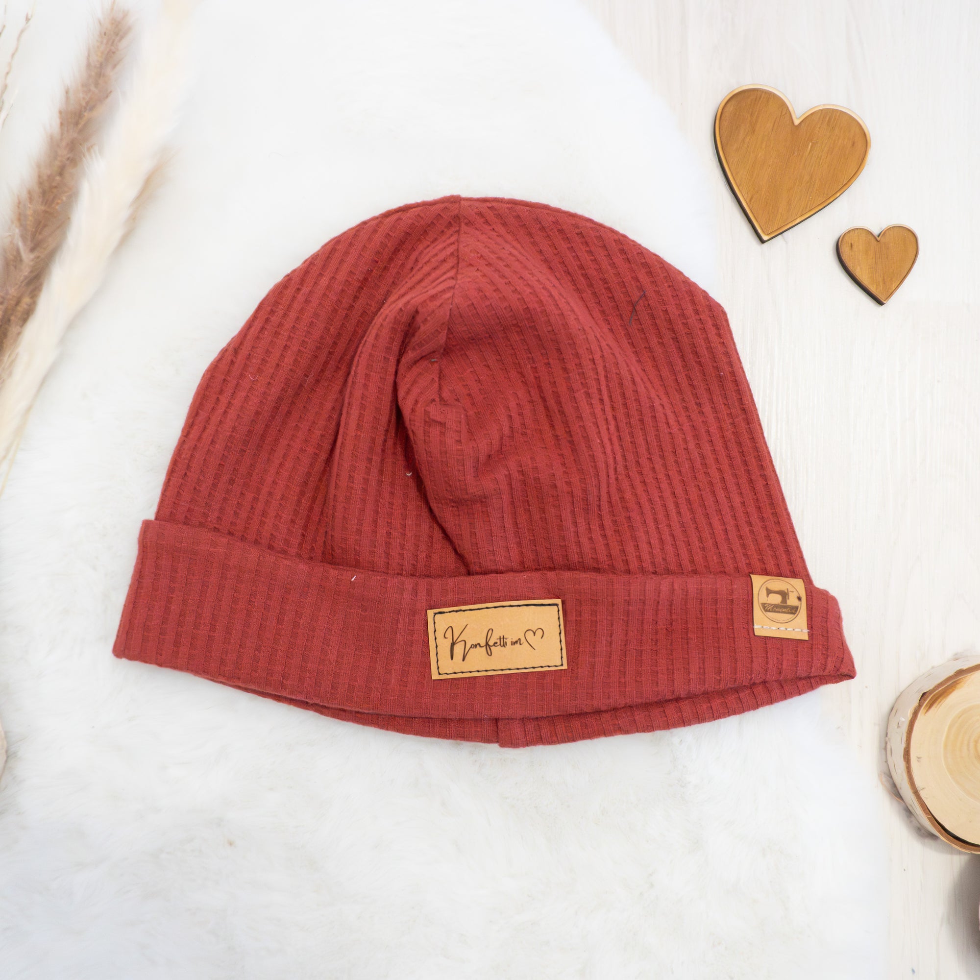 Beanie "Konfetti im Herz" - Rot - Gr. 56-58