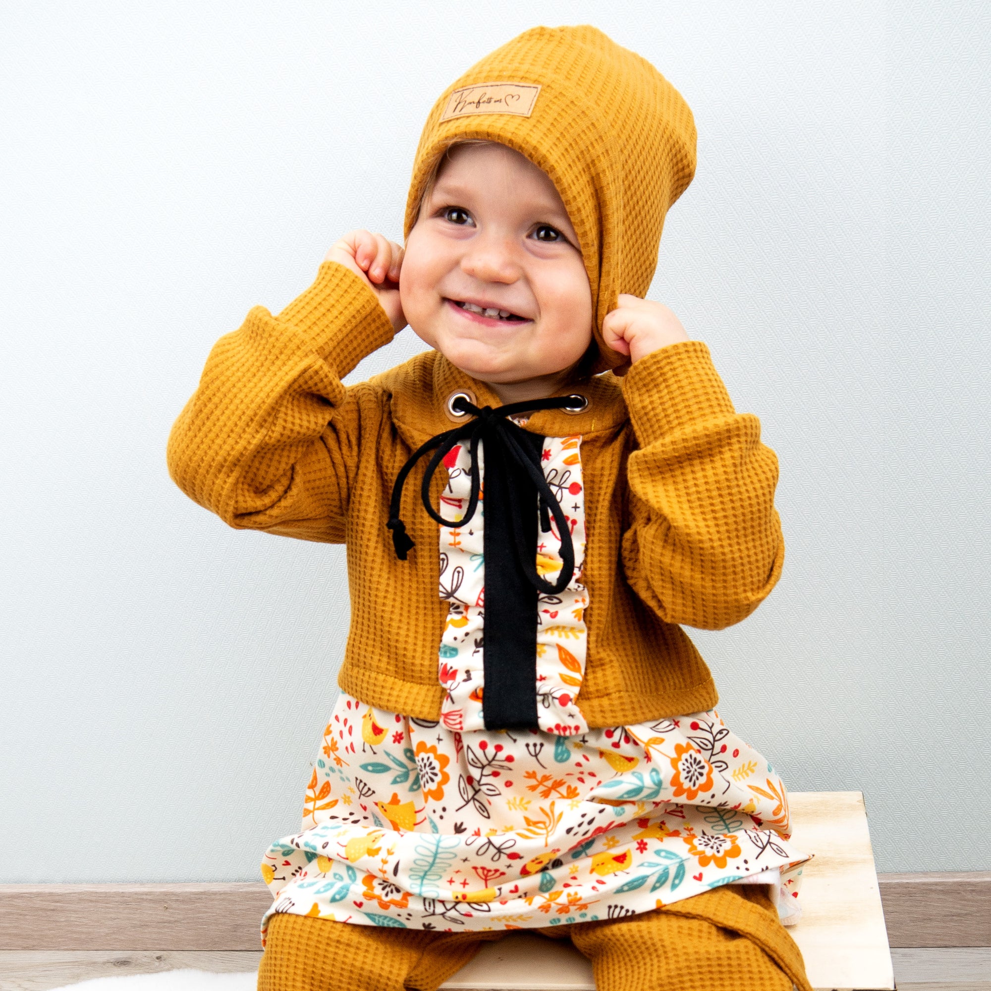 Beanie "Konfetti im Herz" - Senfgelb - Gr. 49-51