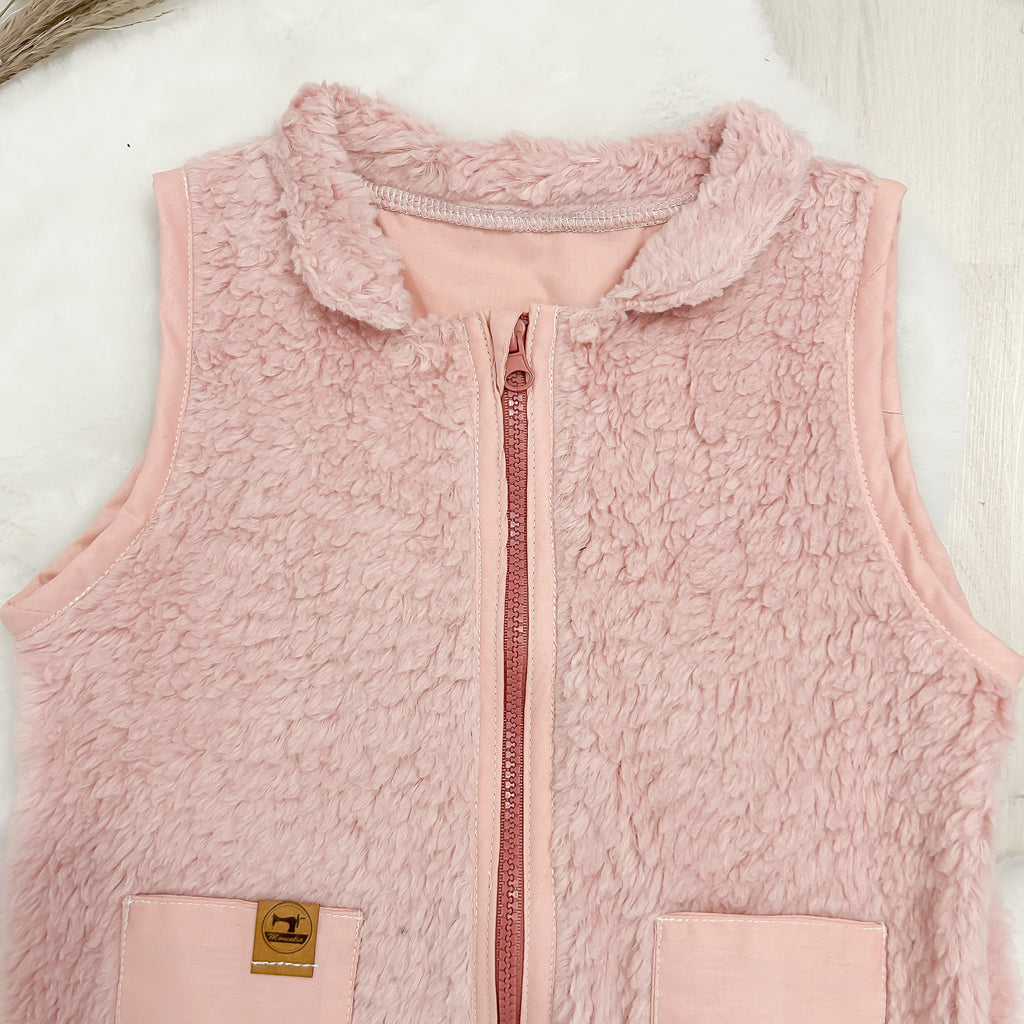 Teddyplüsch Weste - aus Baumwolle - Gr. 116