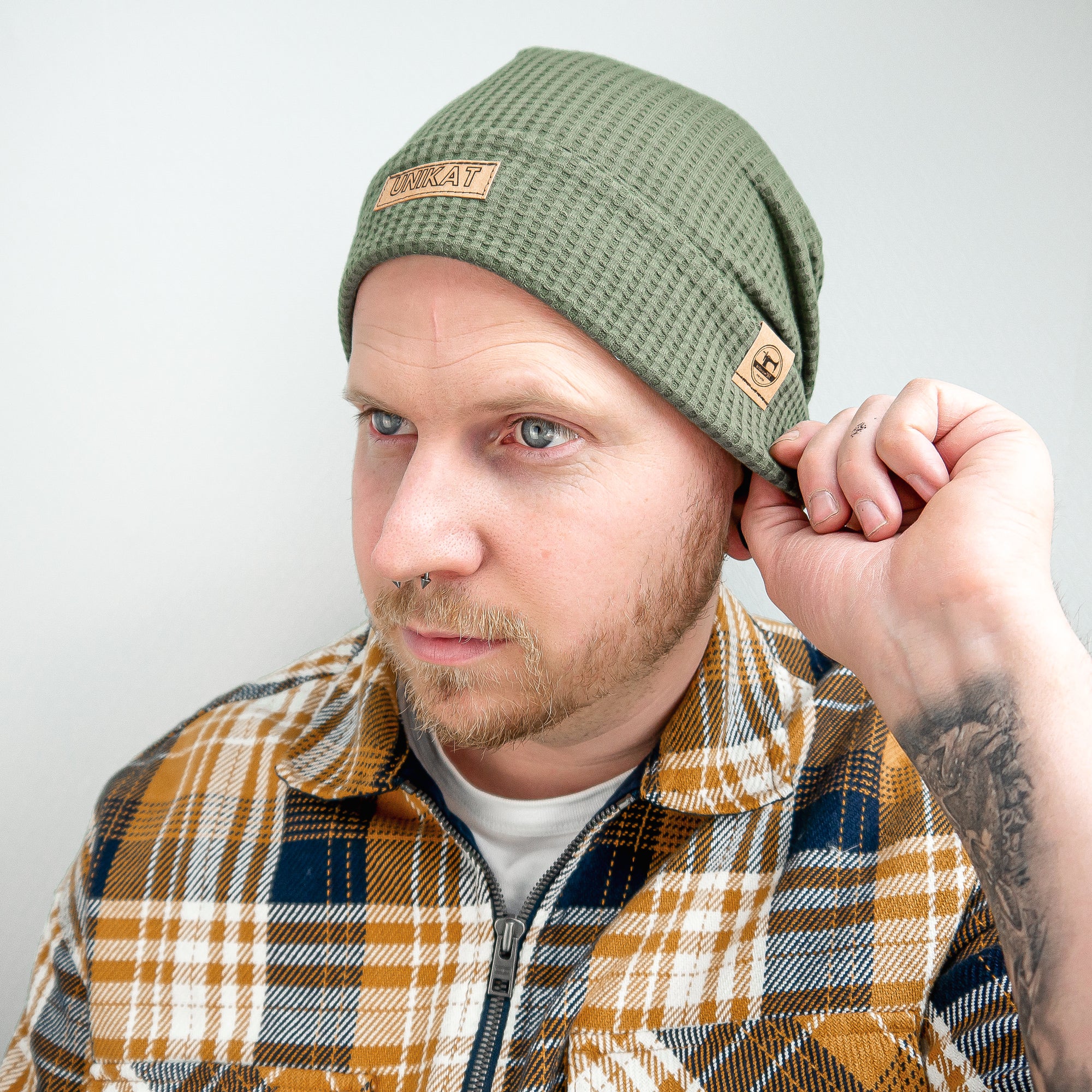 Beanie "Unikat" - Khaki - Gr. 56-58