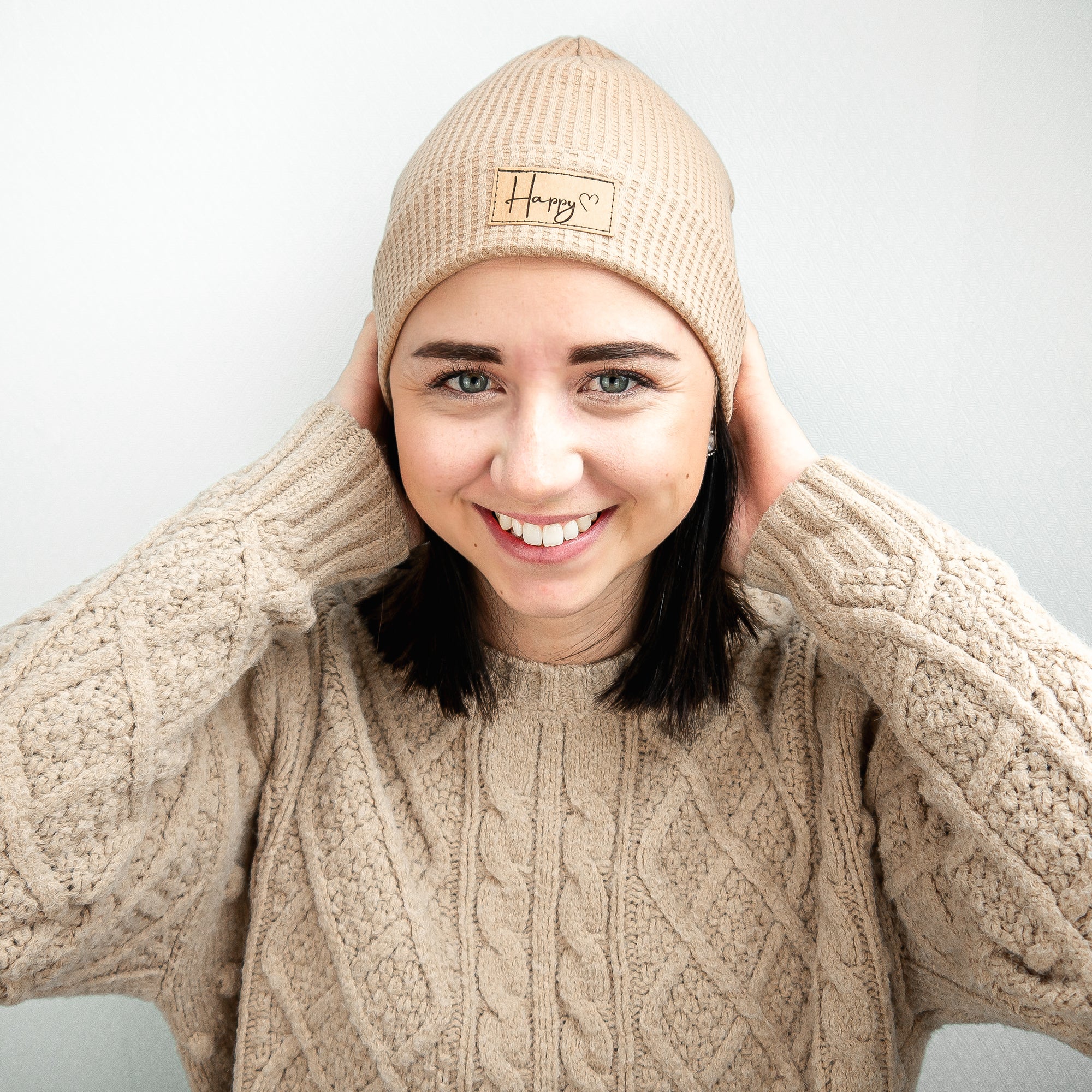 Beanie "Happy" - Beige - Gr. 52-55
