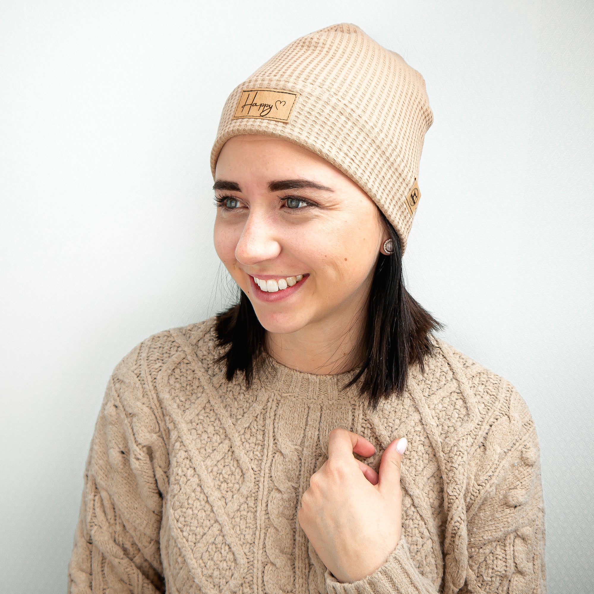 Beanie "Konfetti im Herz" - Beige - Gr. 56-58