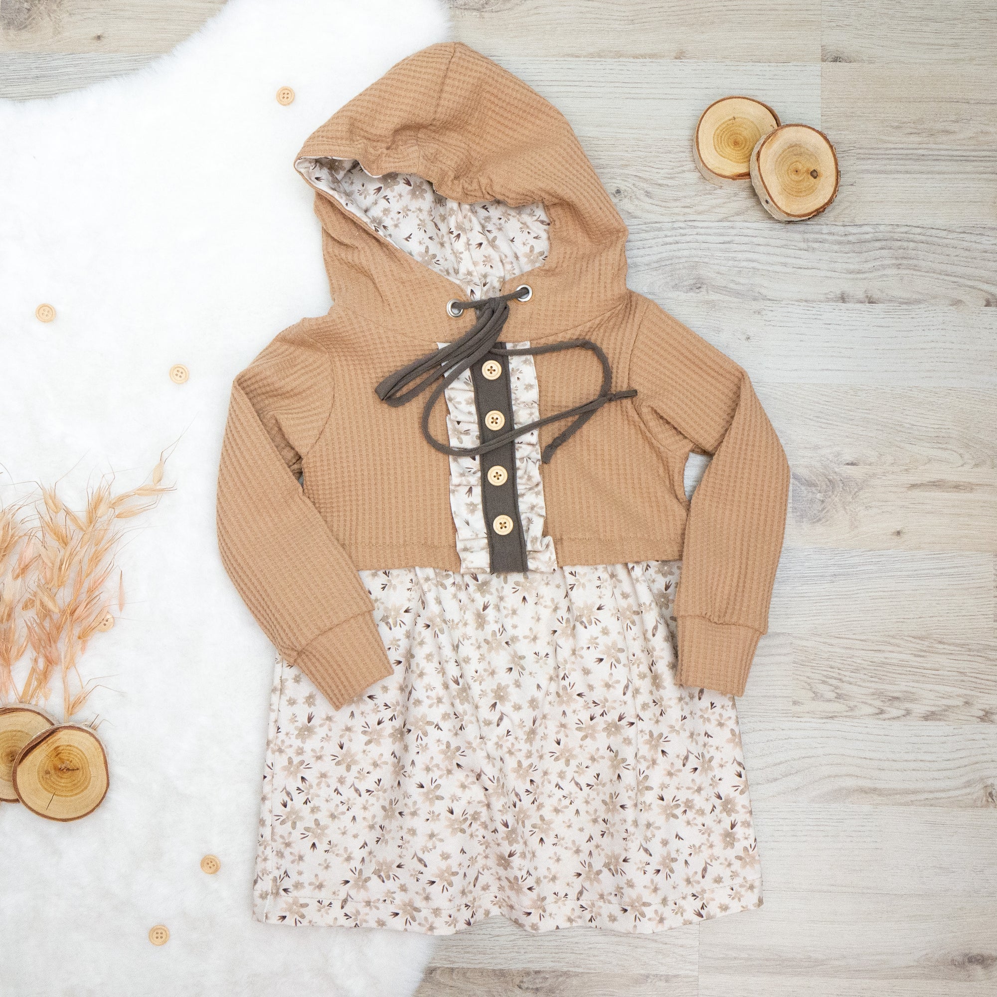 Hoodie-Kleid Blüten - Gr. 104
