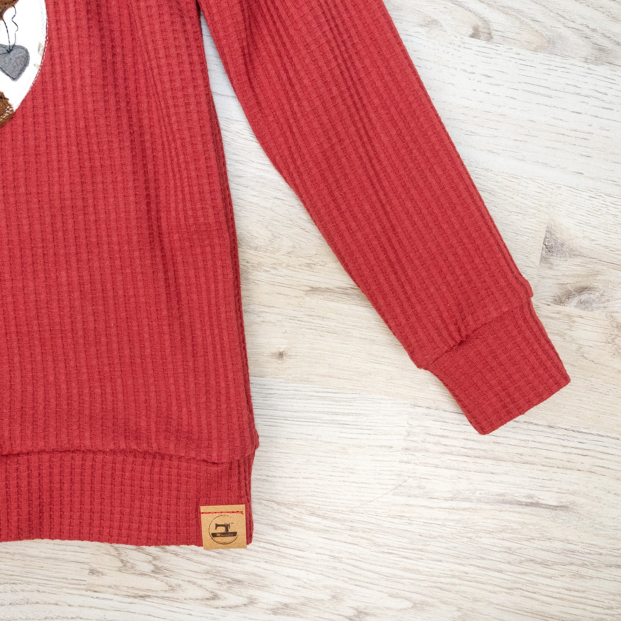 Shirt Waffeljersey Rot - mit Stickerei Gr. 104