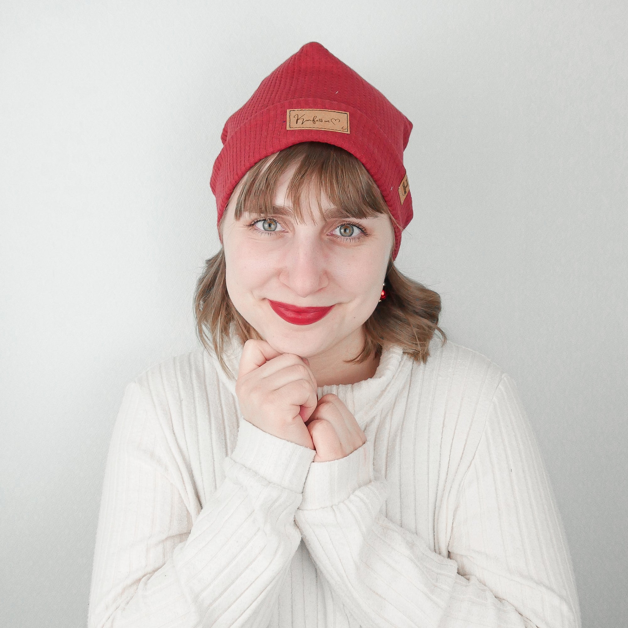 Beanie "Konfetti im Herz" - Rot - Gr. 56-58
