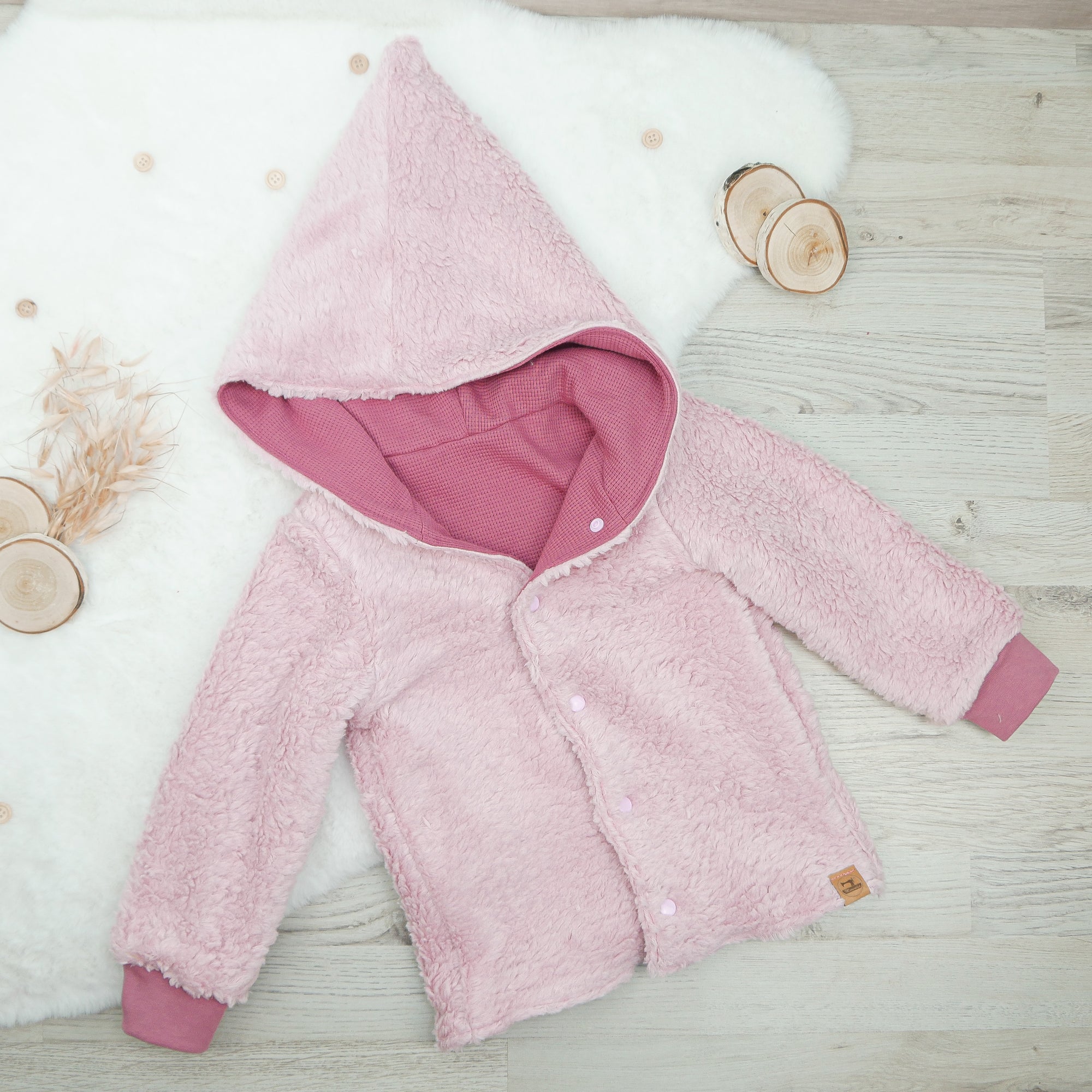 Teddyjacke Rosa - wendbare Kinderjacke - Gr. 104