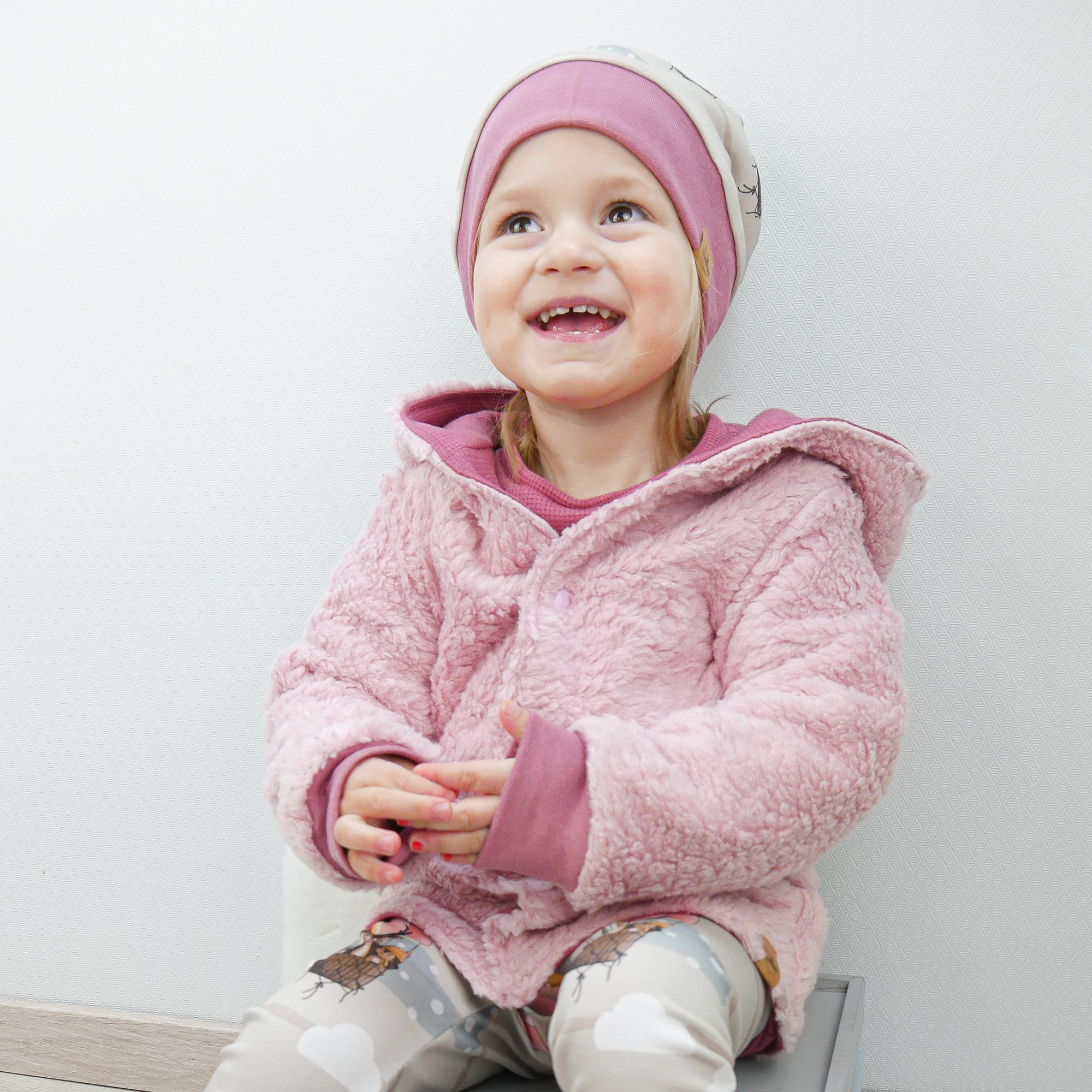 Teddyjacke Rosa - wendbare Kinderjacke - Gr. 104