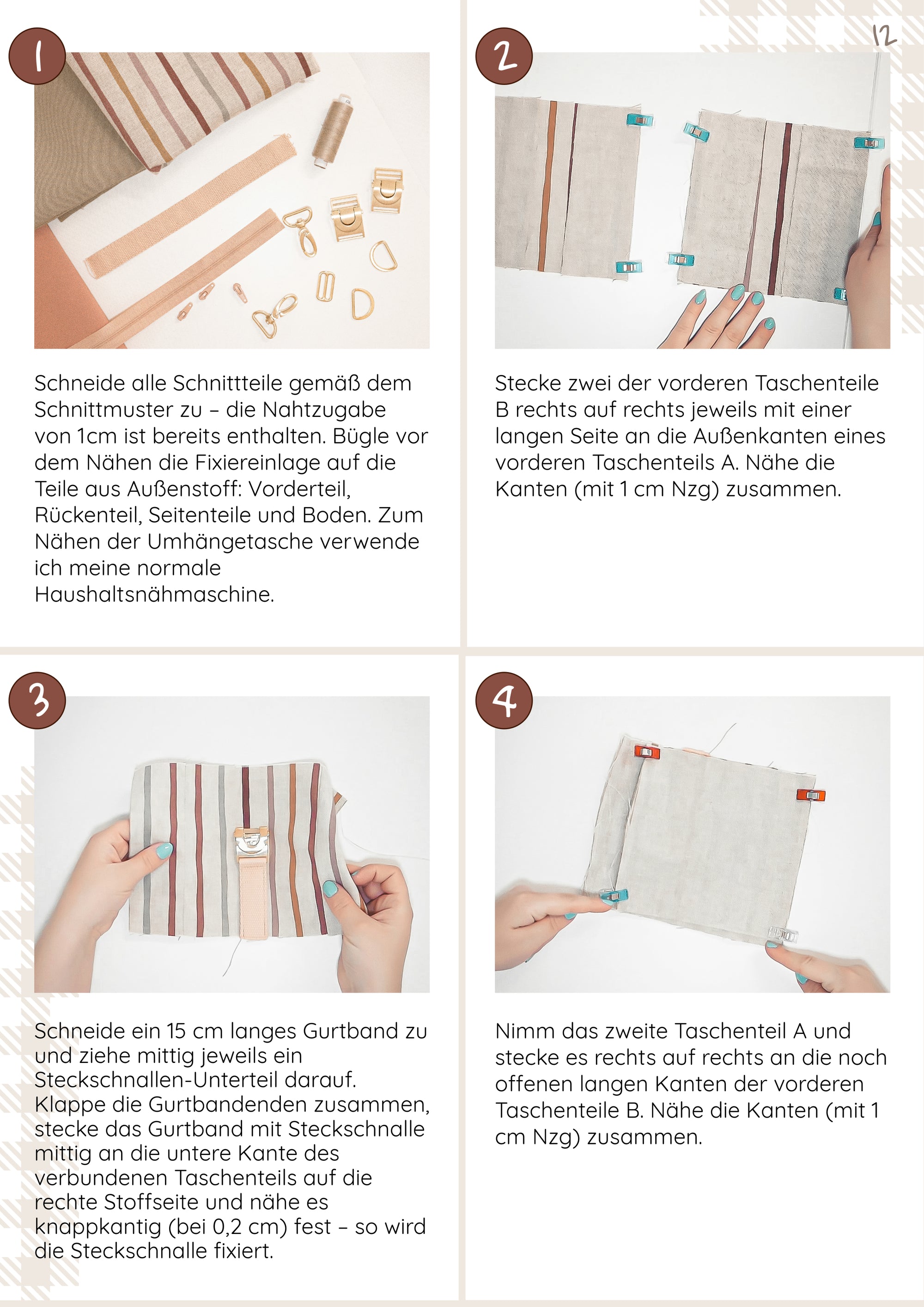 Schnittmuster Umhängetasche Stitch