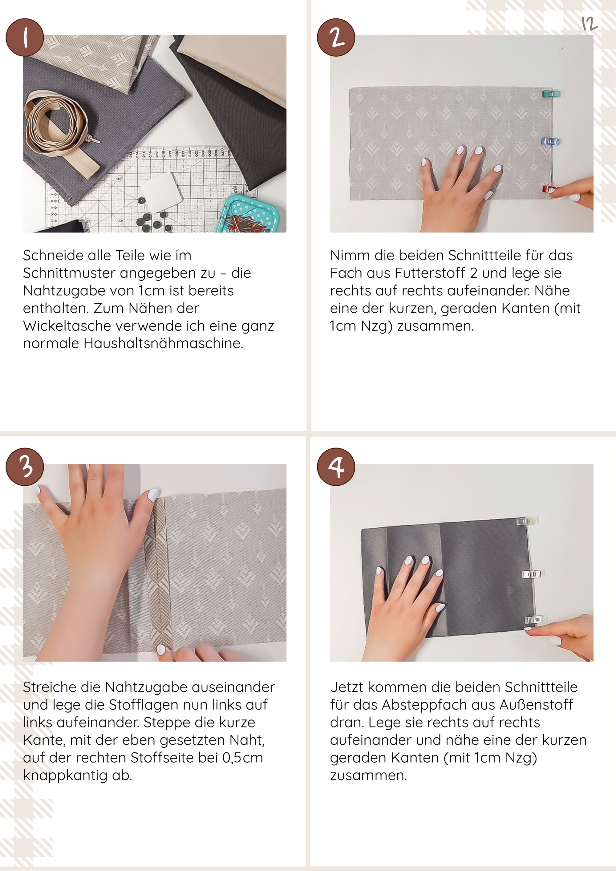 Schnittmuster Wickeltasche inkl. Wickelunterlage