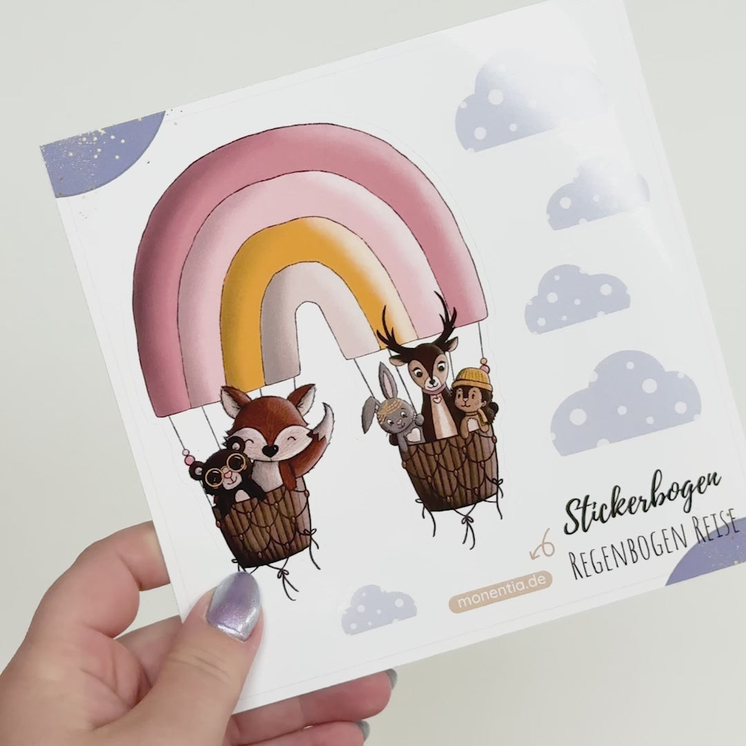 Spülmaschinenfeste Sticker - Regenbogen Reise