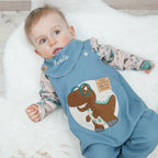 Latzhose mit Dino Stickerei - Gr. 80