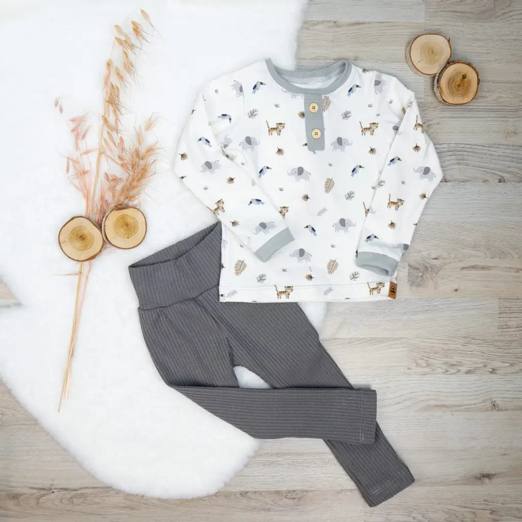 Leggings Waffeljersey Grau