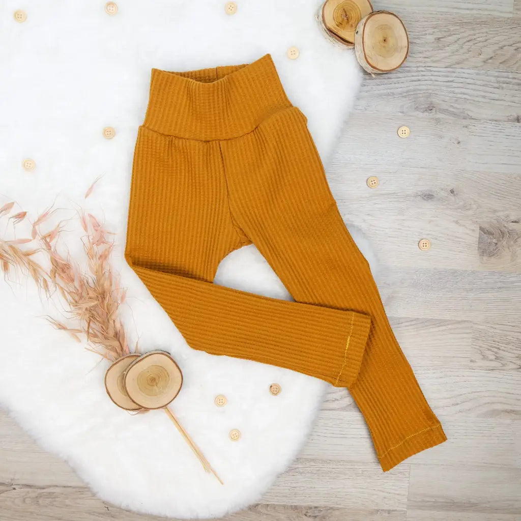 Leggings Waffeljersey Ocker