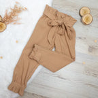 Paperbag Hose Waffeljersey Beige
