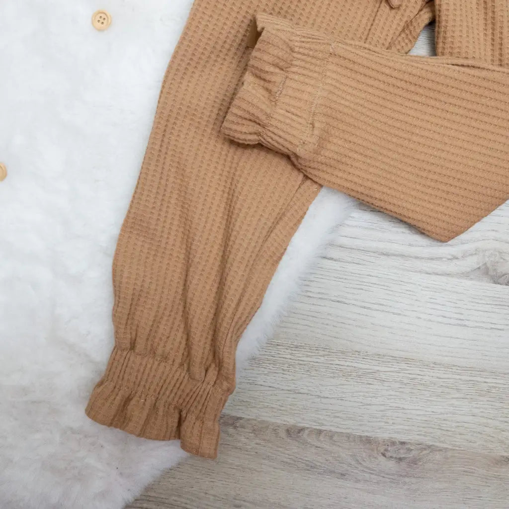 Paperbag Hose Waffeljersey Beige