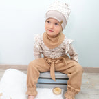 Paperbag Hose Waffeljersey Beige