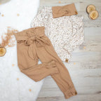 Paperbag Hose Waffeljersey Beige