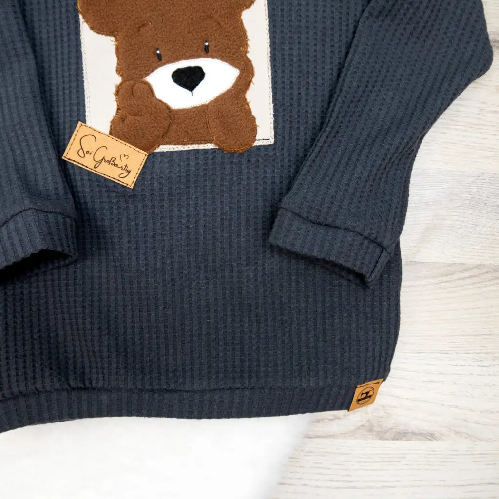 Waffeljersey Langarmshirt Anthrazit