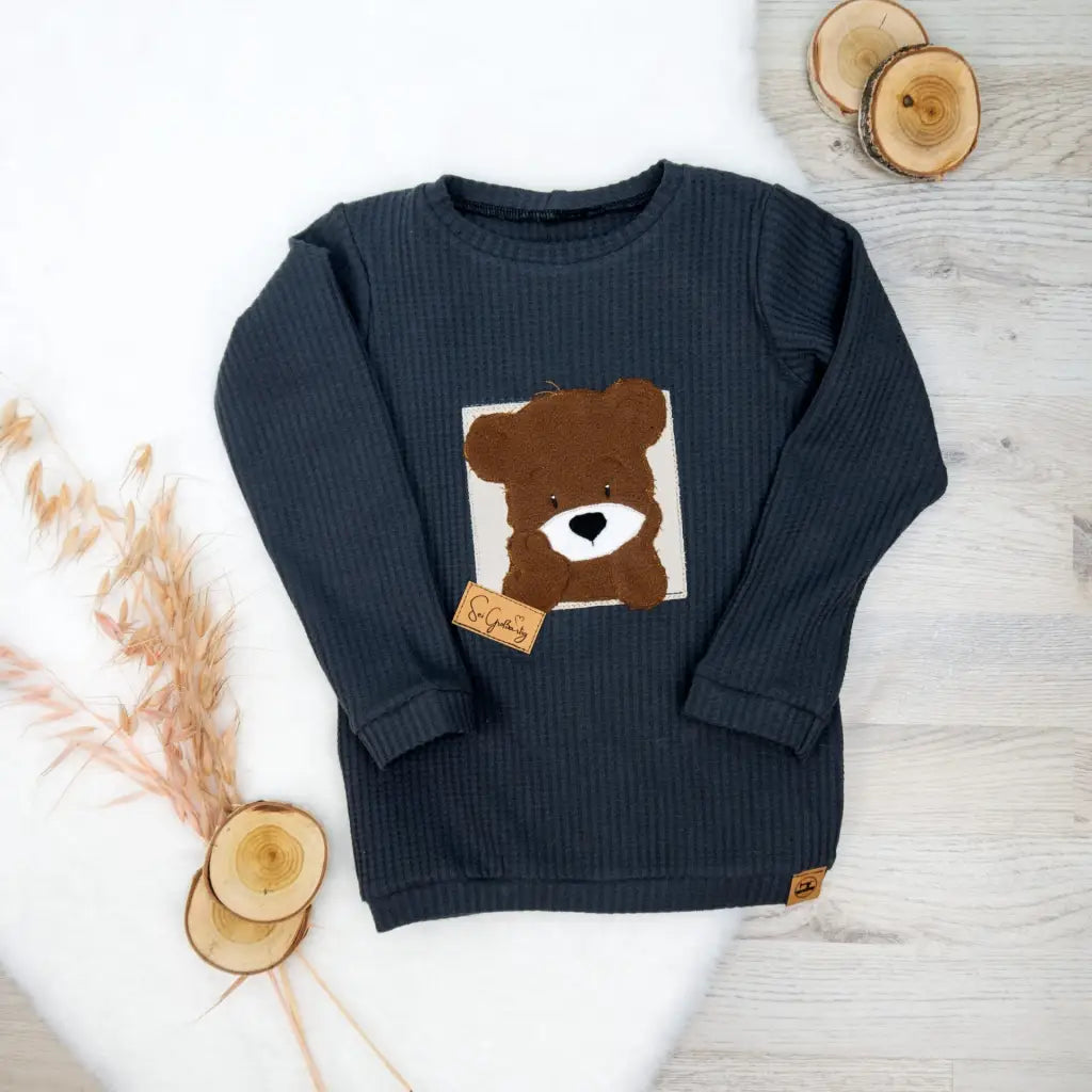 Waffeljersey Langarmshirt Anthrazit