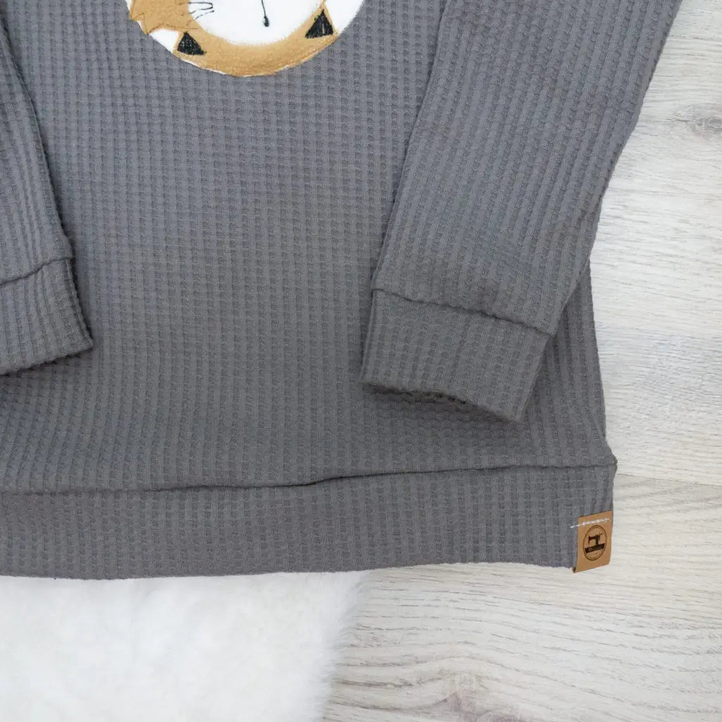 Waffeljersey Langarmshirt Grau