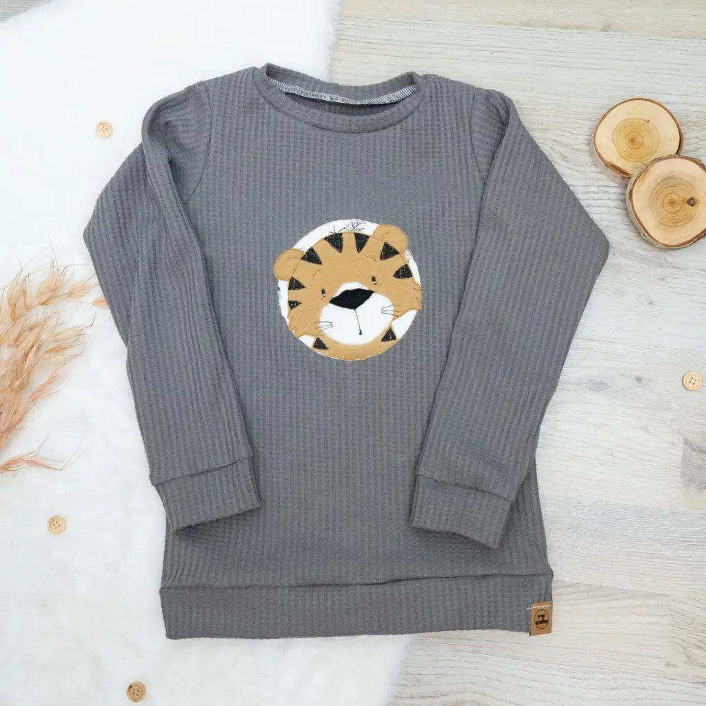 Waffeljersey Langarmshirt Grau