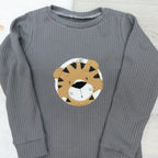 Waffeljersey Langarmshirt Grau